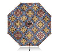 RPLIFE Ombrello pieghevole con apertura automatica e chiusura, compatto, da viaggio, antivento, dimensioni compatte per zaini/borse, per viaggi, petali floreali rosso giallo