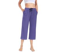 RPLIFE Pantaloni da pigiama Capri da donna, morbidi, a pois bianchi su sfondo rosso