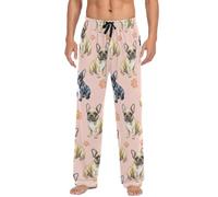 RPLIFE Pantaloni da pigiama da uomo con tasche, motivo bulldog francese ad acquerello, pantaloni da salotto leggeri, taglie S-XXL, Pose del bulldog francese dell'acquerello, XX-Large