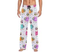 RPLIFE Pantaloni pigiama da uomo, con corone di fiori di lama, pantaloni da salotto da uomo con tasche, comodi pantaloni da pigiama da uomo S-XXL, Carino Llama Fiore Corone, Small