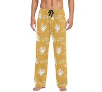 RPLIFE Pantaloni pigiama da uomo, con foglie di palma tropicale, pantaloni da salotto da uomo con tasche, pantaloni leggeri da uomo S-XXL, Congedo di pal, Small