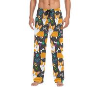 RPLIFE Pantaloni pigiama da uomo con tasche, carini cartoni animati cani pose, pantaloni da salotto leggeri da uomo S-XXL, Carino Cartoon Cani Posa, Medium