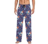 RPLIFE Pantaloni pigiama da uomo, pantaloni da baseball con fiamme fulmini da uomo con tasche, morbidi pantaloni pigiama da uomo S-XXL, Lampi di baseball fiamme, Large