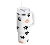 RPLIFE Paw Prints, bicchiere da caffè nero, bottiglia d'acqua in acciaio inox, tazza con coperchio