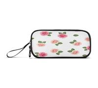 RPLIFE Peach Roses Green White Pencil Pouch Pack, Enorme Astuccio, Kid Pencil Box