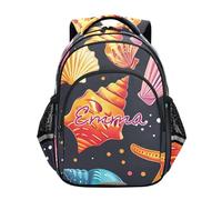 RPLIFE Personalizzato Cute Seashell Starfish Nero Bambini Zaino per la Scuola, Zaino Ragazzi Scuola Elementare, Stella marina nera con conchiglie carine, 17 Inch, Zaini Tradizionali