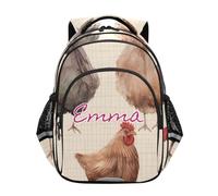 RPLIFE Personalizzato Vintage Polli Marrone Zaino per Bambini, Zaino Ragazzi Scuola Elementare, Polli Vintage Marrone, 17 Inch