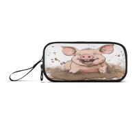 RPLIFE Piggy Mud Pig Pen Pouch Bag, Nylon Pencil Case, Asthetic Pencil Case