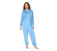 RPLIFE Pigiama a tutina per adulti, a pois, morbido, con cappuccio, con cerniera e tasca a marsupio, colore: blu, Pois Blu Baby, M