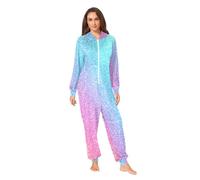 RPLIFE Pigiama adulto variopinto della tutina di scintillio, loungewear con cappuccio molle di un pezzo con la chiusura lampo, Glitter colorati, XS