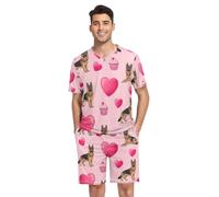 RPLIFE Pigiama da uomo, a maniche corte, estivo, comodo, da casa, S-XXL, Pastore Tedesco, L