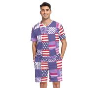 RPLIFE Pigiama da uomo, a maniche corte, traspirante, a righe, vintage, con stelle, viola, Strisce Vintage Stelle Viola, XXL