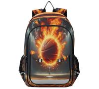 RPLIFE Pineapple Man - Zaino per libri per bambini, per la scuola elementare, zaino grande per bambini, Basket on Fire, Taglia unica