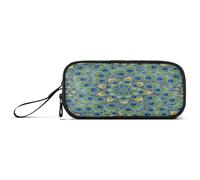 RPLIFE Piume di pavone Pen Box, matita Pouch Zipper, Nylon Pencil Case