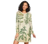 RPLIFE Plants Herbs - Camicia da notte vintage a maniche lunghe da donna, comoda camicia da notte a girocollo, morbida camicia da notte da donna, Piante Erbe Vintage, M