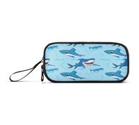 RPLIFE Playful Sharks - Astuccio per matite con cerniera, colore: blu