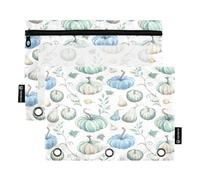 RPLIFE Pumpkins Pastel Confezione da 2 astucci a 3 anelli per la scuola dei bambini, tasca frontale trasparente per ragazzi e ragazze, 24,9 × 17,8 cm