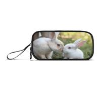 RPLIFE Rabbits Kiss Love Valentine astuccio con cerniera, grande astuccio per matite