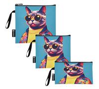 RPLIFE Sacchetti colorati per panini e snack, riutilizzabili, lavabili in tessuto, con cerniera, per bambini e adulti (set da 3: S/M/L)