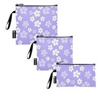 RPLIFE Sacchetti per panini e snack con fiori carini viola, riutilizzabili, lavabili, in tessuto, con cerniera, per bambini, studenti, adulti (set da 3: S/M/L)