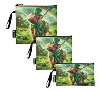 RPLIFE Sacchetti riutilizzabili per panini e snack, in tessuto lavabile, con cerniera, per scuola, picnic, lavoro, viaggi (confezione da 3: S/M/L)