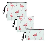 RPLIFE Sacchetti riutilizzabili per snack e sandwich con fenicotteri rosa, lavabili, con cerniera, per bambini e adulti (set da 3: S/M/L)