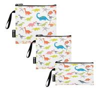 RPLIFE Sacchetti riutilizzabili per snack e sandwich con simpatico dinosauro, lavabili con cerniera, per viaggi, lavoro, scuola, ufficio (confezione da 3: S/M/L)