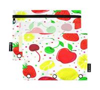 RPLIFE Sacchetto con cerniera a tre fori con frutta colorata con finestra trasparente, confezione da 2 portapenne per bambini, materiale scolastico per bambini, 9,8 "× 7" (taglia unica x 2)