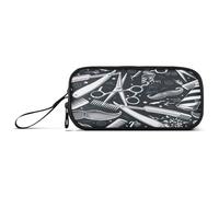 RPLIFE Scatola nera a tema barbiere vintage, astuccio diviso, astucci per matite preppy