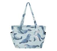 RPLIFE Seal Blue Tote Bag, Borse leggere per lavoro, Tote Bag per le donne | Scomparto per computer portatile, design trapuntato