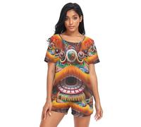 RPLIFE Set pigiama da donna con testa di tigre cantonese, danza del leone, morbido set per il tempo libero da donna, Testa di tigre di danza del leone cantonese, S