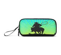 RPLIFE Silhouette Cowboy Horse Lapping Rope Desert Pencil Pouch Zip Pouch Pencil Case for Teen Girls