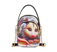 RPLIFE Simpatica borsa a tracolla trapuntata Opossum Anima da donna, piccola borsa con tracolla a catena, manico in pelle staccabile, borsa da viaggio multi tasca