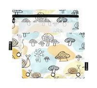 RPLIFE Simpatiche lumache con cerniera a 3 fori con finestra trasparente, confezione da 2 astucci per raccoglitori per ragazze e bambini, materiale scolastico, 24,9 x 17,8 cm (taglia unica x 2)