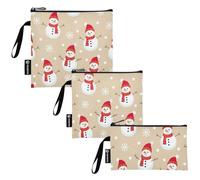 RPLIFE Simpatici sacchetti per snack con pupazzo di neve e fiocco di neve, riutilizzabili, lavabili, con cerniera, per bambini, studenti, adulti (set da 3: S/M/L)