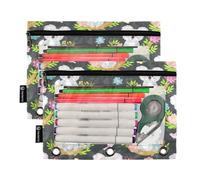 RPLIFE Simpatico astuccio a tre fori con koala in stile cartone animato con finestra trasparente, confezione da 2 astucci per matite per bambini, materiale scolastico per bambini, 24 x 17,8 cm (taglia