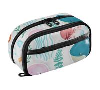 RPLIFE Simpatico astuccio per bambini a forma di creature marine, con tasca in PVC trasparente, grande capacità, multi scomparti, organizer per cancelleria per forniture scolastiche