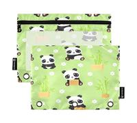 RPLIFE Simpatico astuccio verde a tre anelli con finestra trasparente, confezione da 2 astucci per matite per bambini, materiale scolastico, 24,9 × 17,8 cm (taglia unica)