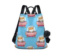 RPLIFE Simpatico criceto astronavi borsa casual per le donne tasca posteriore con cerniera design