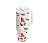 RPLIFE Simpatico gnomo natalizio con cappello rosso tumbler con manico, bicchiere in acciaio inox, tazza da tè con coperchio