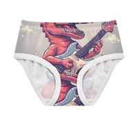 RPLIFE Slip da bambina con dinosauro rosso che suona la chitarra, slip per bambine, in cotone, 2-8 anni, Dinosauro rosso suonare la chitarra, 8 anni