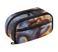 RPLIFE Sofisticato astuccio con gatto violinista per la scuola, grande capacità, organizer per cancelleria con doppia cerniera con tasca in PVC trasparente