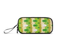 RPLIFE St Clover - Astuccio per matite e penne, a righe verdi, astuccio morbido con cerniera, astuccio multi tasca