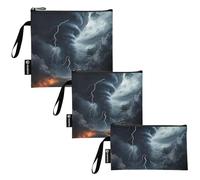 RPLIFE Tornado - Sacchetti riutilizzabili per snack, sandwich, in tessuto lavabile, con cerniera, per scuola, ufficio, viaggi, lavoro, confezione da 3 pezzi, S/M/L)