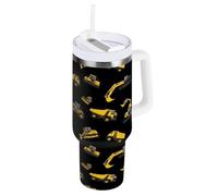 RPLIFE Tumbler giallo del caffè degli escavatori della costruzione con la maniglia, bicchiere di caffè dell'acciaio inossidabile, tazza con il coperchio