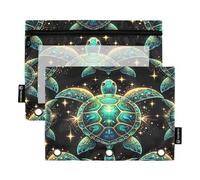 RPLIFE Turtles Turtles - Astuccio per raccoglitori a 3 anelli con finestra trasparente, confezione da 2 astucci per matite con cerniera, articoli per la scuola per ragazzi e bambini, 24 x 17 cm