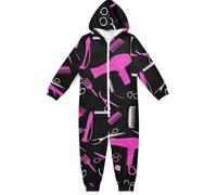 RPLIFE Tuta con cappuccio per bambini, a maniche lunghe, con cerniera, per l'inverno, Forbici da parrucchiere, colore rosa e nero, 12-13 Anni