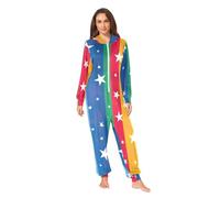 RPLIFE Tuta intera da adulto a righe arcobaleno per uomini e donne, morbida felpa con cappuccio e cerniera frontale, Striscia arcobaleno, XL