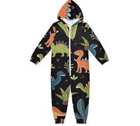 RPLIFE Tutina con cappuccio per bambini 4-14, tuta per bambini, a maniche lunghe, con cerniera, per l'inverno, Dinosauri Cactus, 13-14 Anni