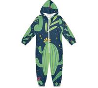 RPLIFE Tutina intera per bambini dai 4 ai 14 anni, a maniche lunghe, con cerniera, per autunno inverno, Cactus Grasse Verde, 12-13 Anni